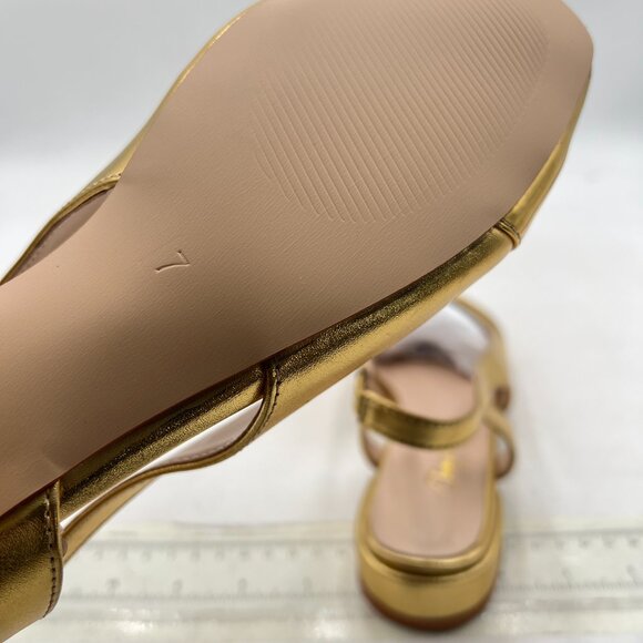 Tang'scuisins Golden Casual Splice Closed Round Toe Hollow Low Block Heels Pumps - Picture 6 of 8